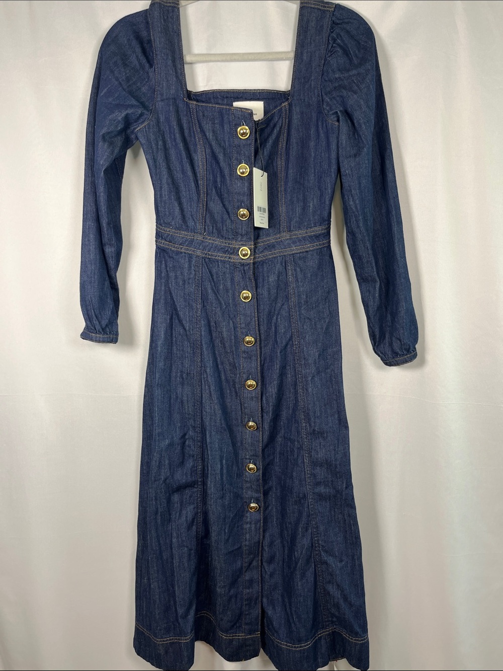 Reformation Dark Denim Button-Front Midi Dress - Picture 3 of 9
